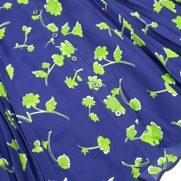 Banana Republic Navy Lime Floral Button Front Side Pleated Skirt Size 00… - Picture 6 of 10